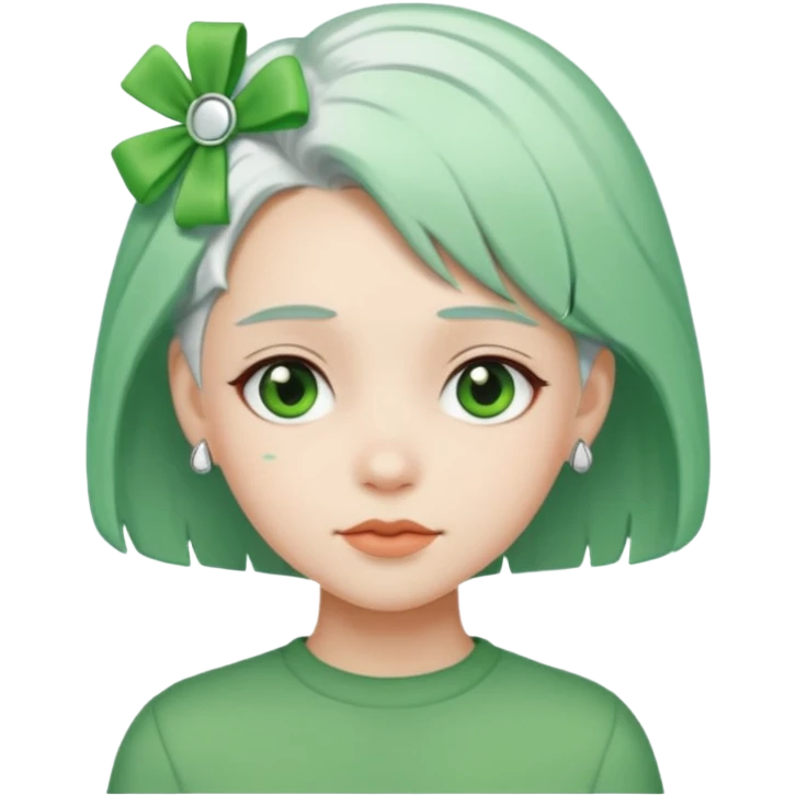 girl with white  green hair clip emoji