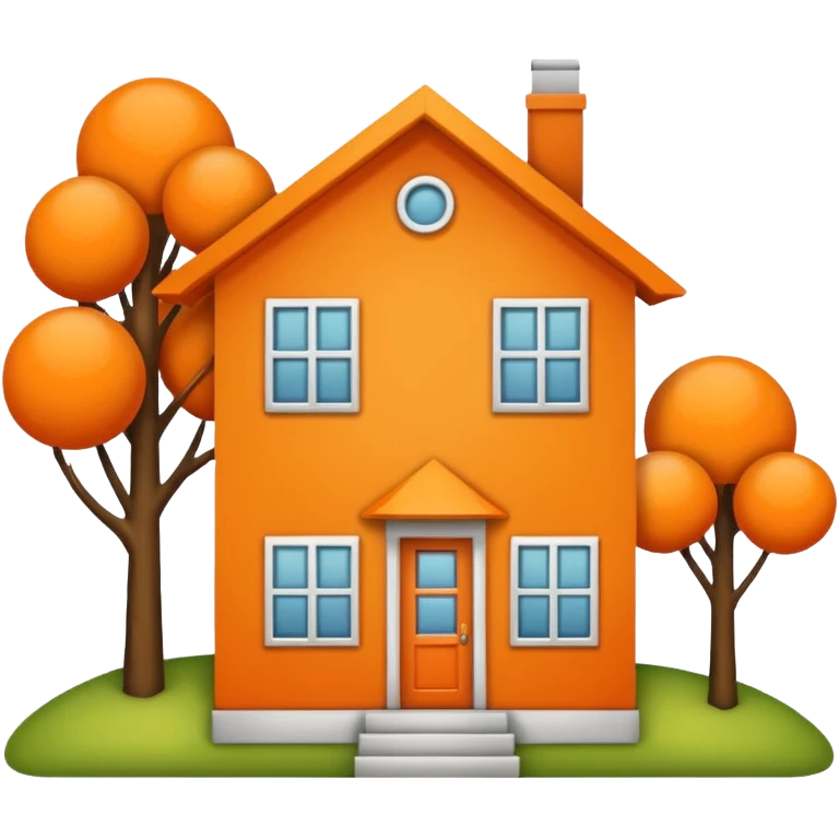 A basic home emoji with orange highlights emoji