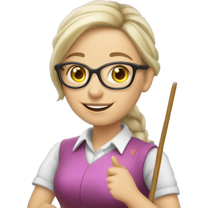 A Ukrainian female teacher holds a magic wand in her hand emoji