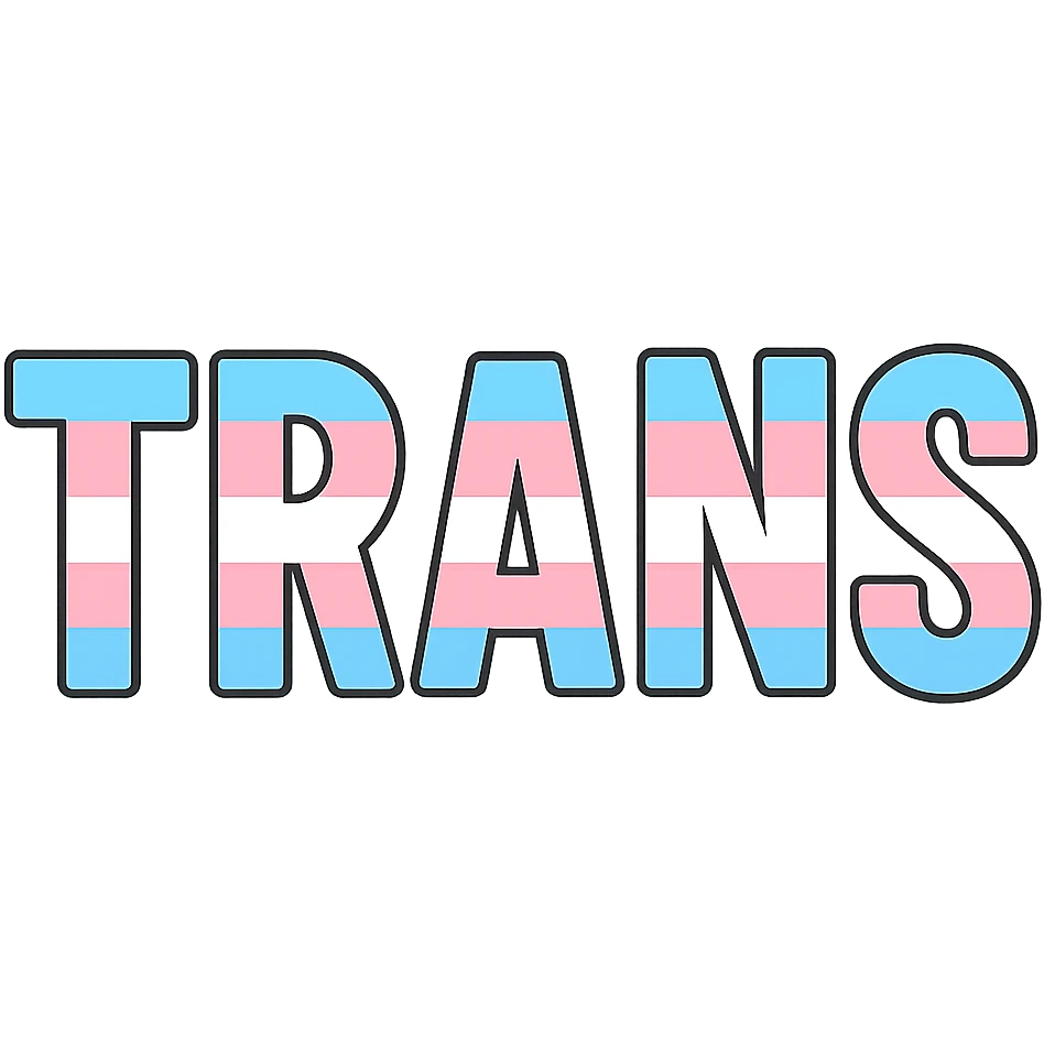 the word TRANS in pastel blue, pink, and white letters emoji