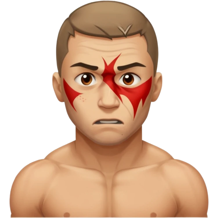 RUSSIAN MMA FIGHTER WITH BRUISED BODY IN VISIBLE PAIN emoji