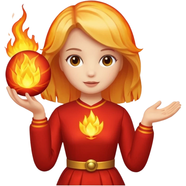 Boneca segurando uma Bola que está queimando emoji