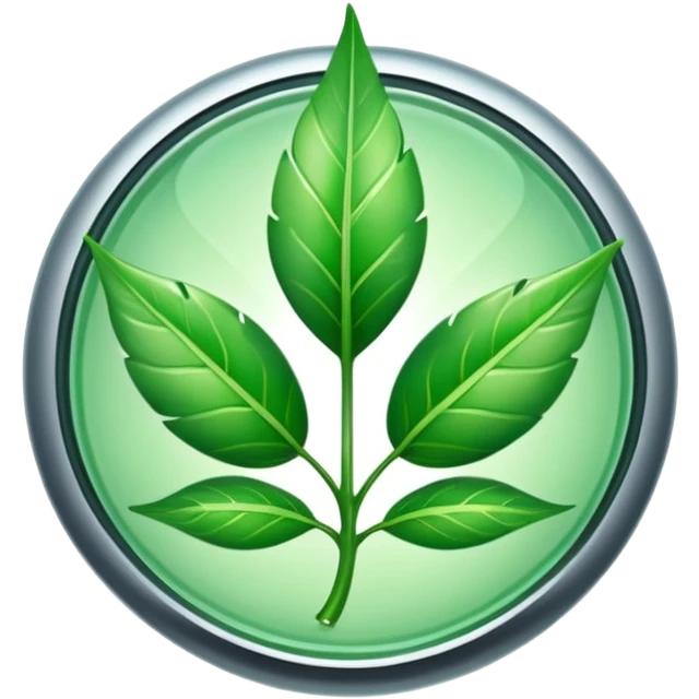 glossy green power button transforming into a leaf, symbolizing climate action emoji