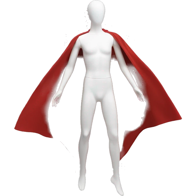 faceless white mannequin flying red cape emoji