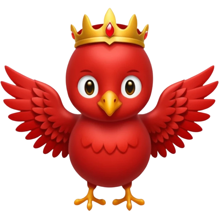 Hasta, roja, con alas y unas carita majica emoji