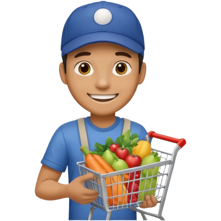 a man with shopping cart emoji