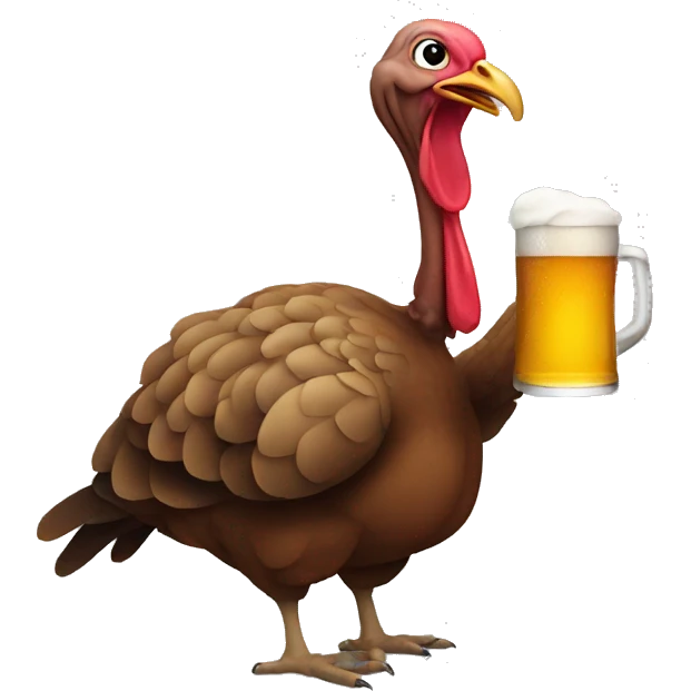 Turkey drinking beer emoji
