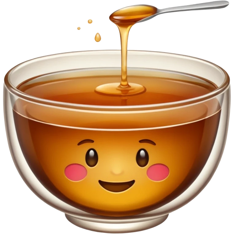 bowl of brown consommé, transparent brown liquid, no extra details, emoji style emoji
