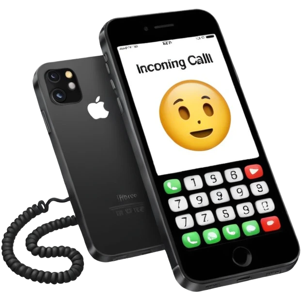 iphone  con fondo negro que diga "llamada entrante" emoji