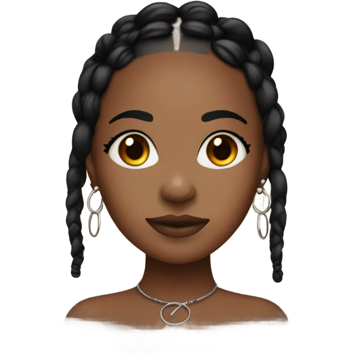 Brown skin girl with black braids and 2 nose ring hoops and a septum hoop emoji