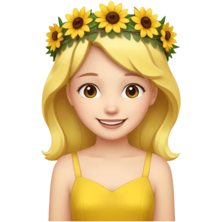 girl with flower crown in yellow dress emoji