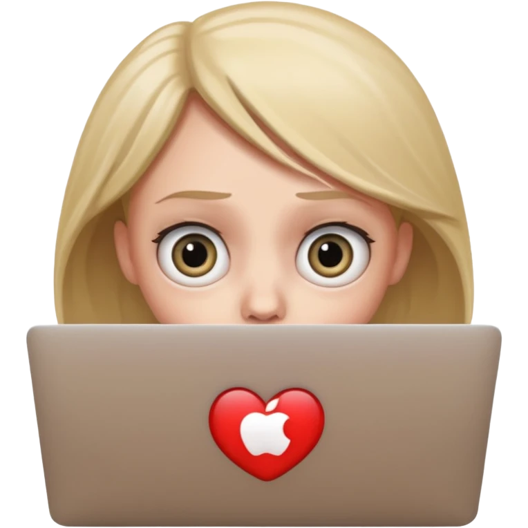 Someone using a MacBook, looking being afraid of something emoji