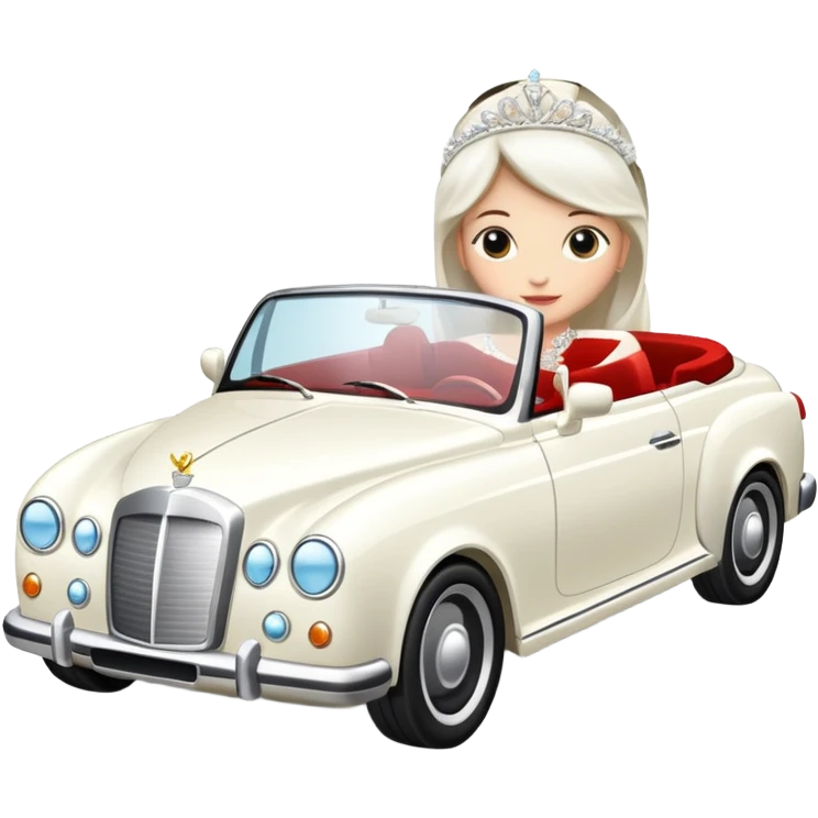Luxury convertible car with wedding decorations, in profile emoji