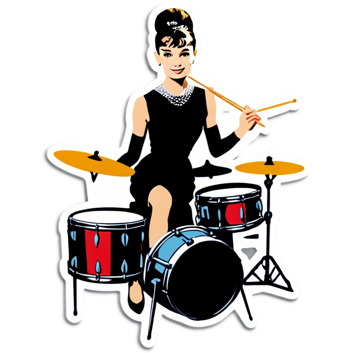 Audrey Hepburn playing drums emoji