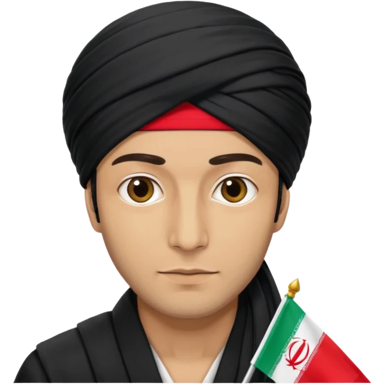 A man with a black turban and an Iranian flag emoji