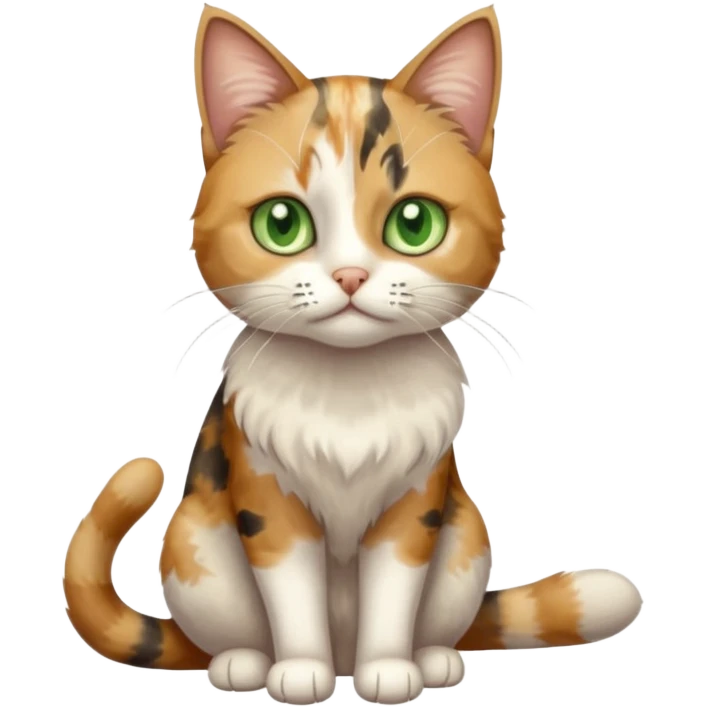 full body anxious looking colourful patchy light calico tabby cat emoji