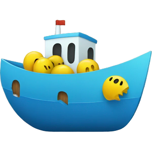 pacman eating a boat emoji