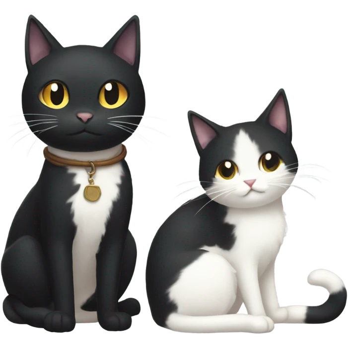 black cat and white cat studio ghibli style  emoji