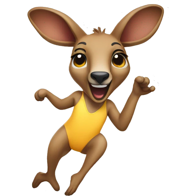 Kangaroo jumping in a swimsuit emoji