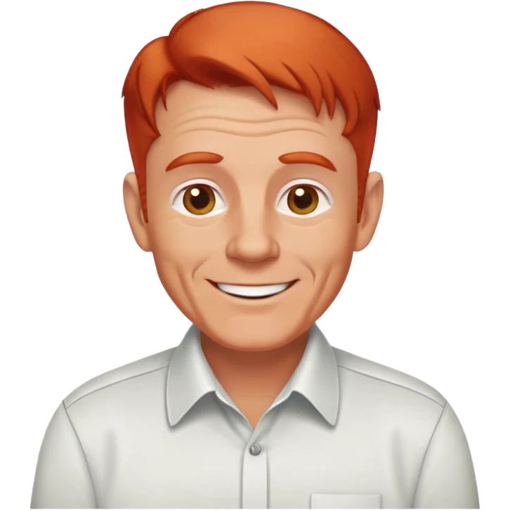 cheerful senior white male, athletic build, receding red hair, professional and friendly, in a collared shirt emoji