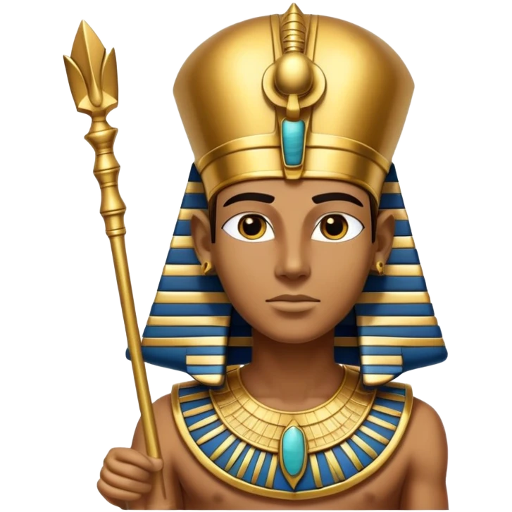 ancient Egyptian pharaoh with golden headdress and ceremonial staff emoji