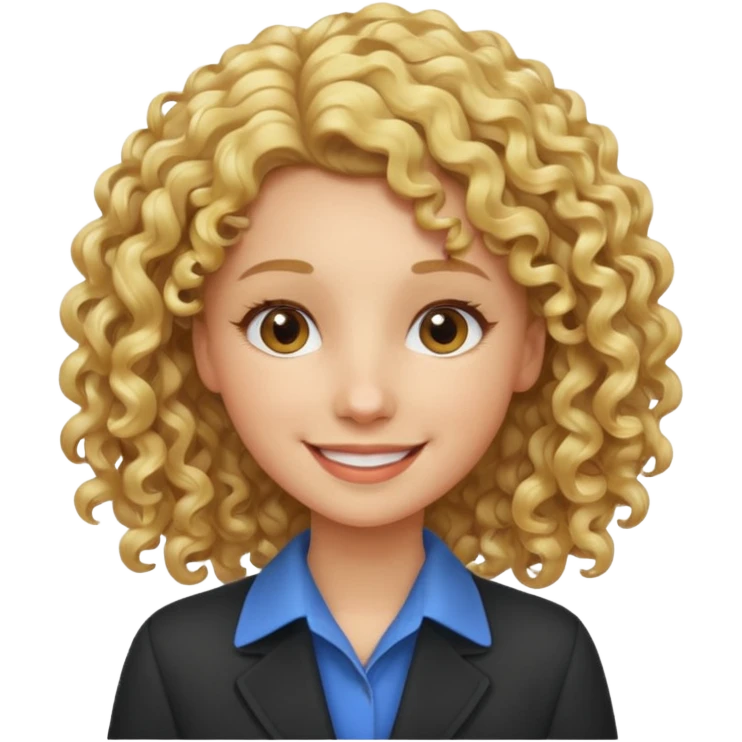 Assistante commerciale, blonde aux cheveux frisés emoji