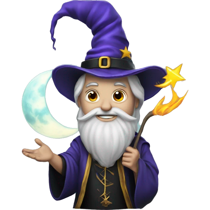 a magician wizard with moon emoji