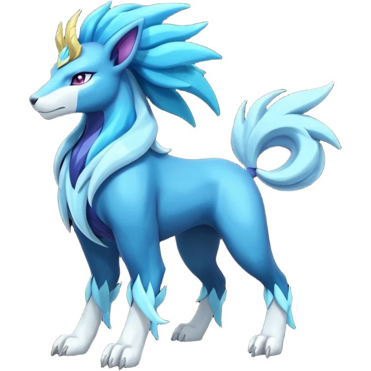 Shiny Dark Edgy Suicune-Cobalion-Manectric-Aurorus-Fakémon-hybrid-creature (full body)  emoji