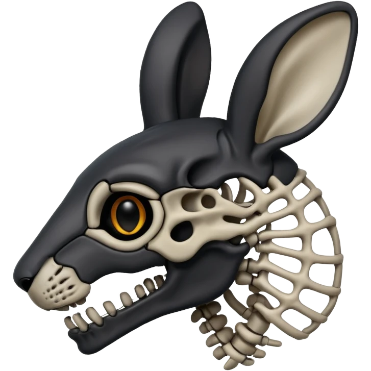 Tête de lapin squelette noire de profil avec des G à la place des yeux  emoji