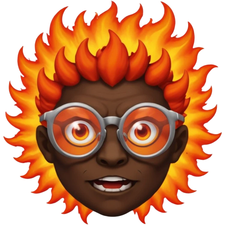 Демон в очках, позади него взырыв emoji