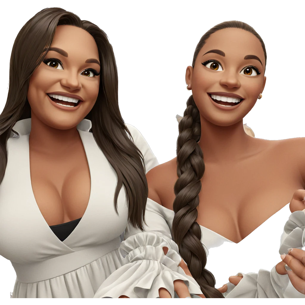 smiling girls indoors in dresses emoji