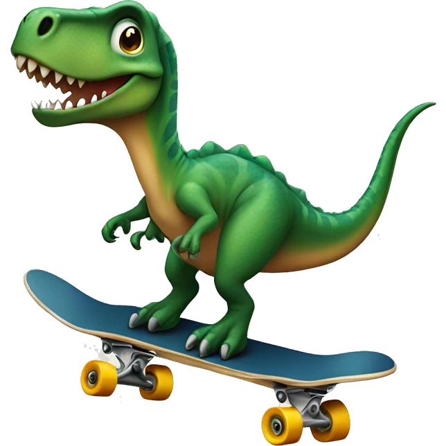 Dino riding a skater emoji