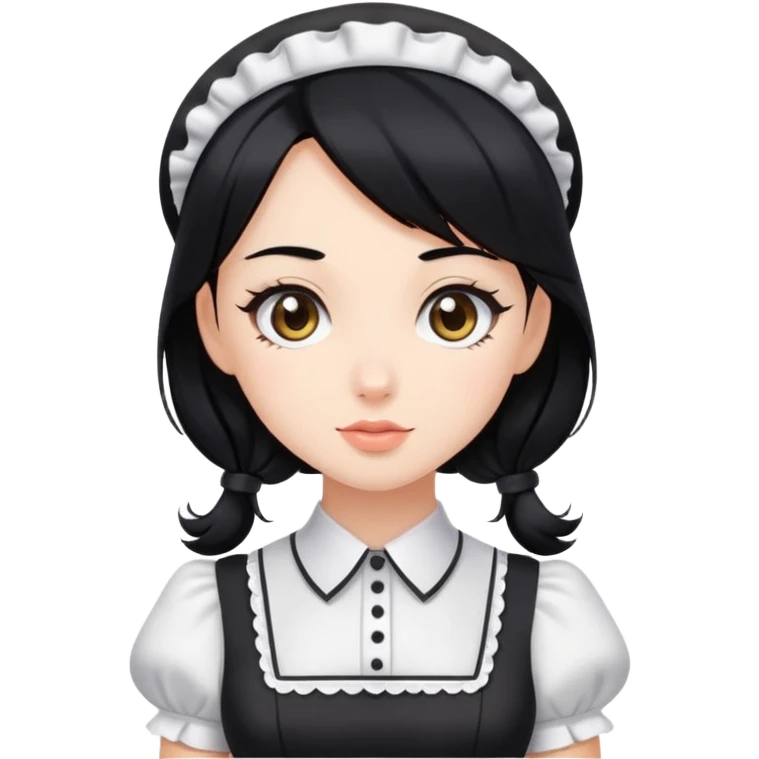 Girl without clothes with black hair sexy maid emoji