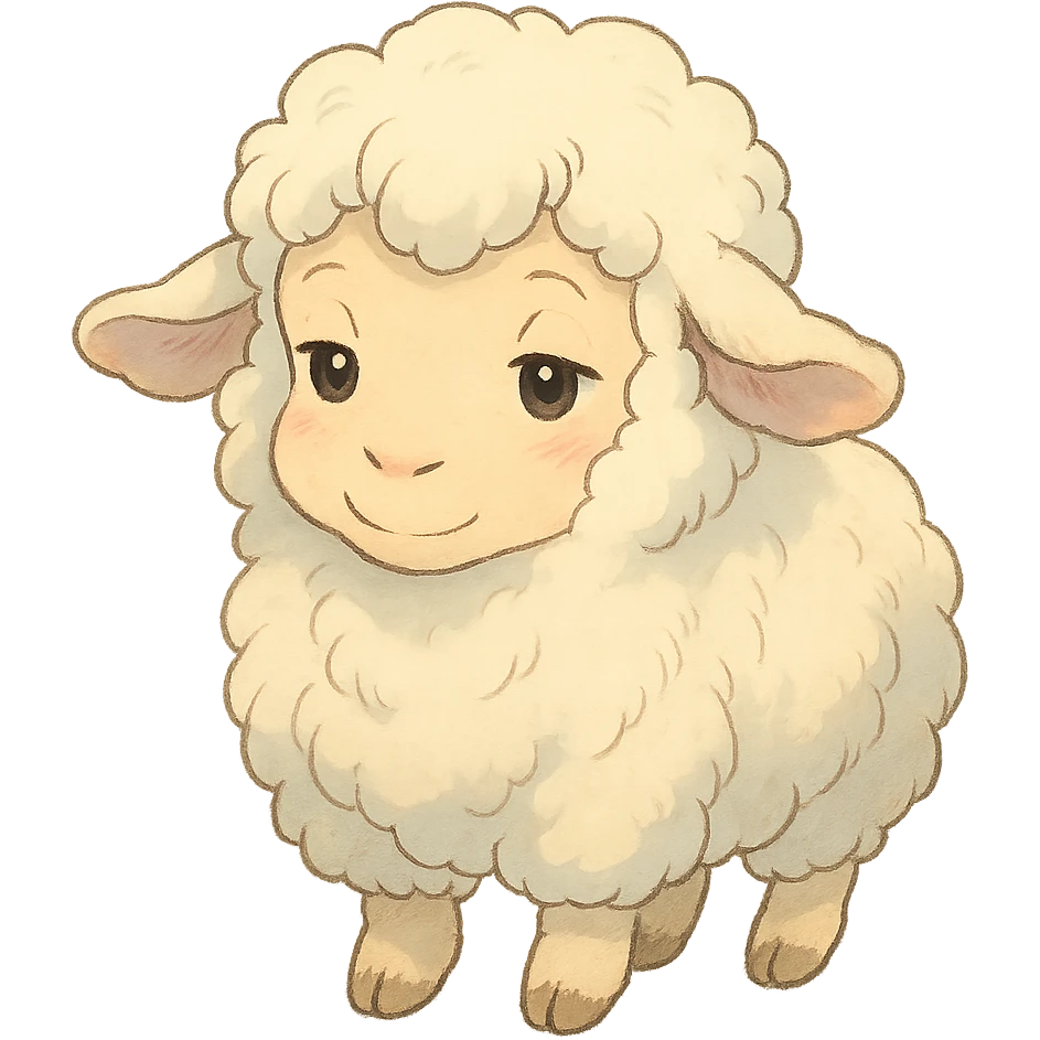 a cartoon sheep, ghibli style emoji