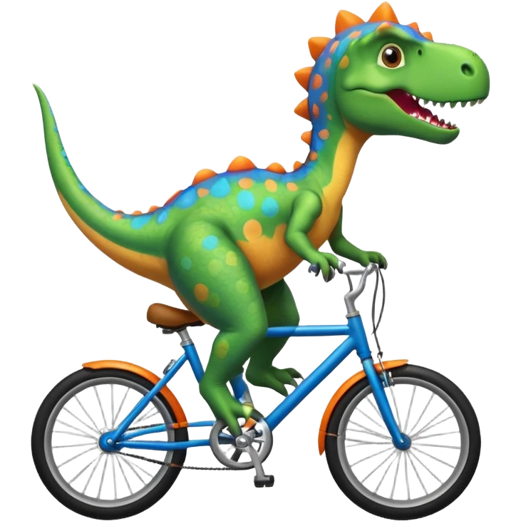 Cute dinosaur riding a bike  emoji