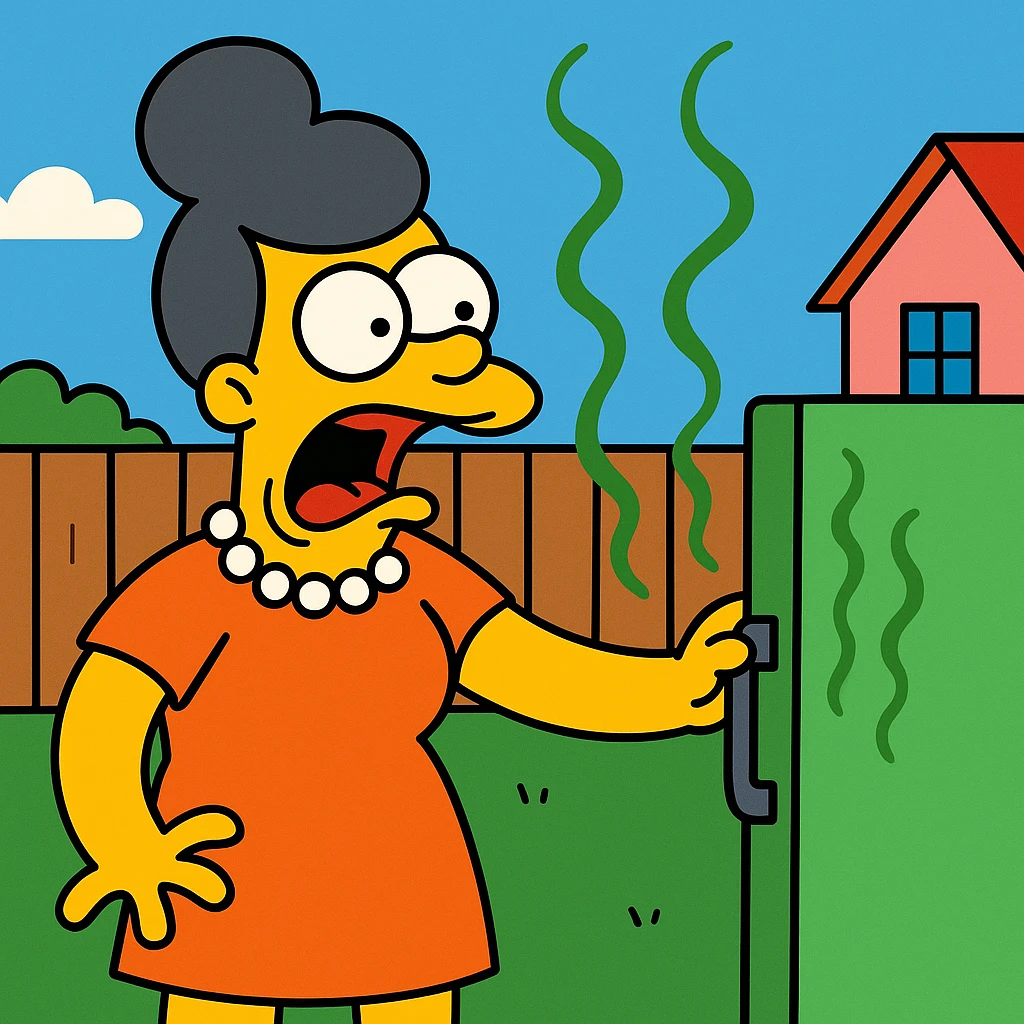 Gross – disgusting or nasty.
The smell coming from the fridge was gross.
 emoji