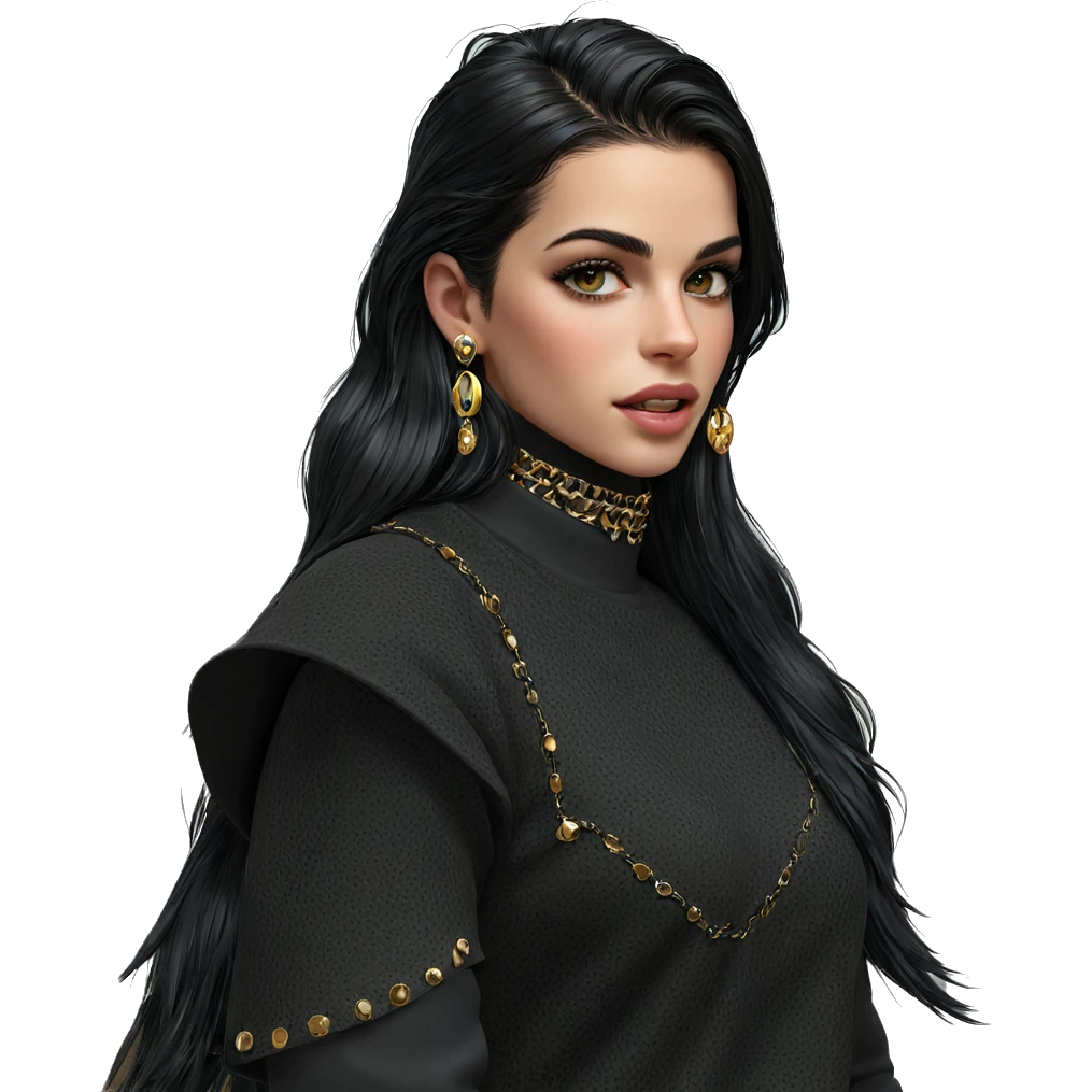 black-haired girl with jewelry emoji