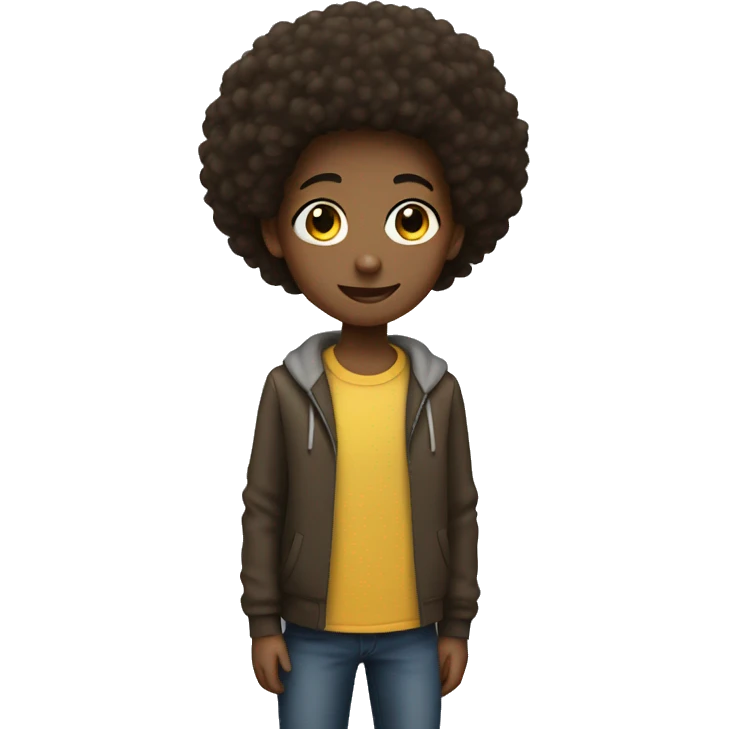 13 year  old with an afro emoji