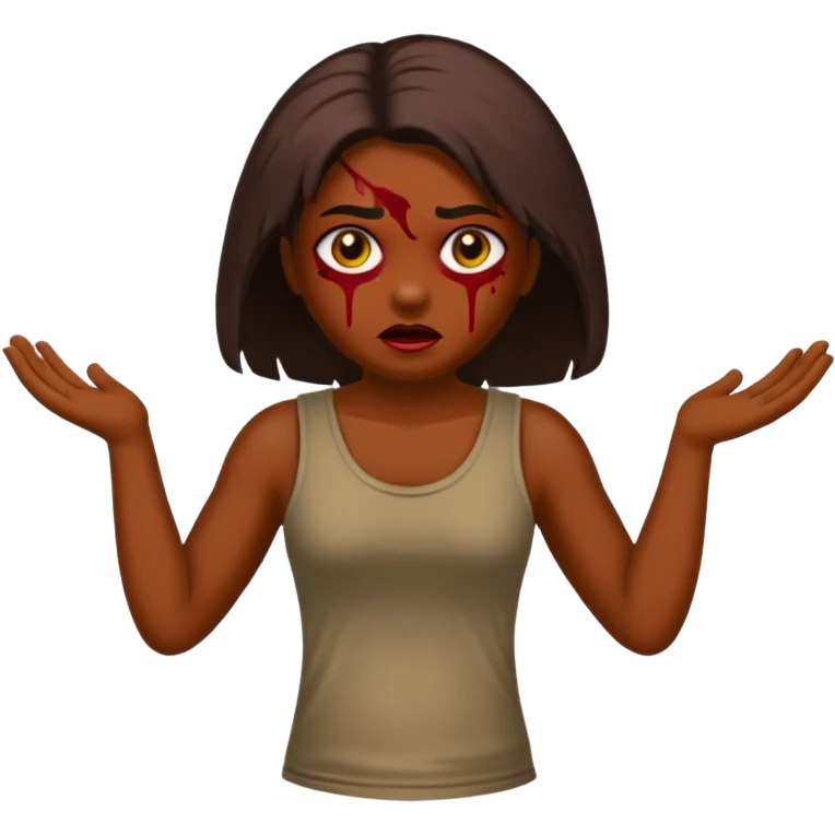 Faça uma garota com um cabelo castanho, muito, muito escuro, quase preto, Faça ela zumbi emoji