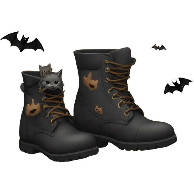 Boots and cats with bats on rats emoji