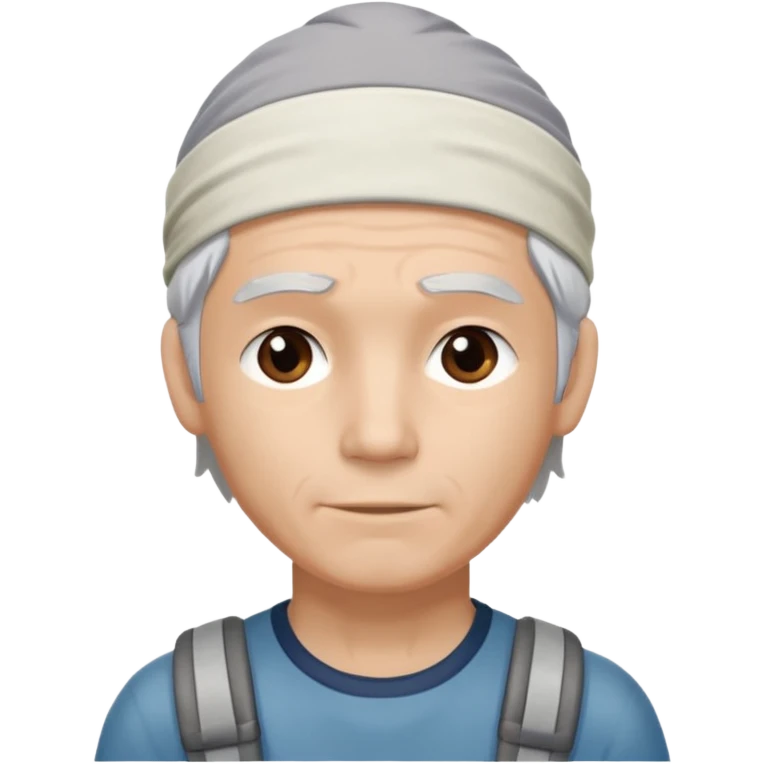 young climber man with white/grey hair and headband emoji