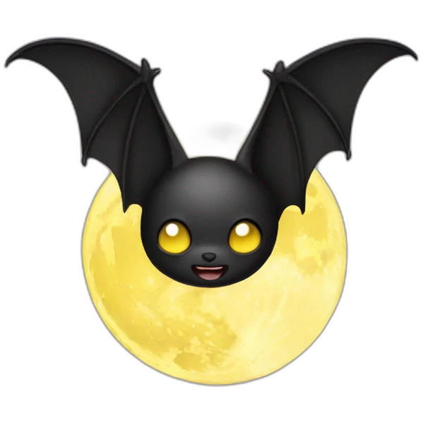black baby bat wings in front of light yellow moon emoji