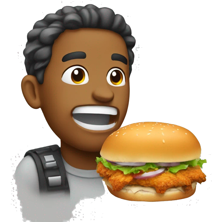 gobbling up a chicken sandwich emoji