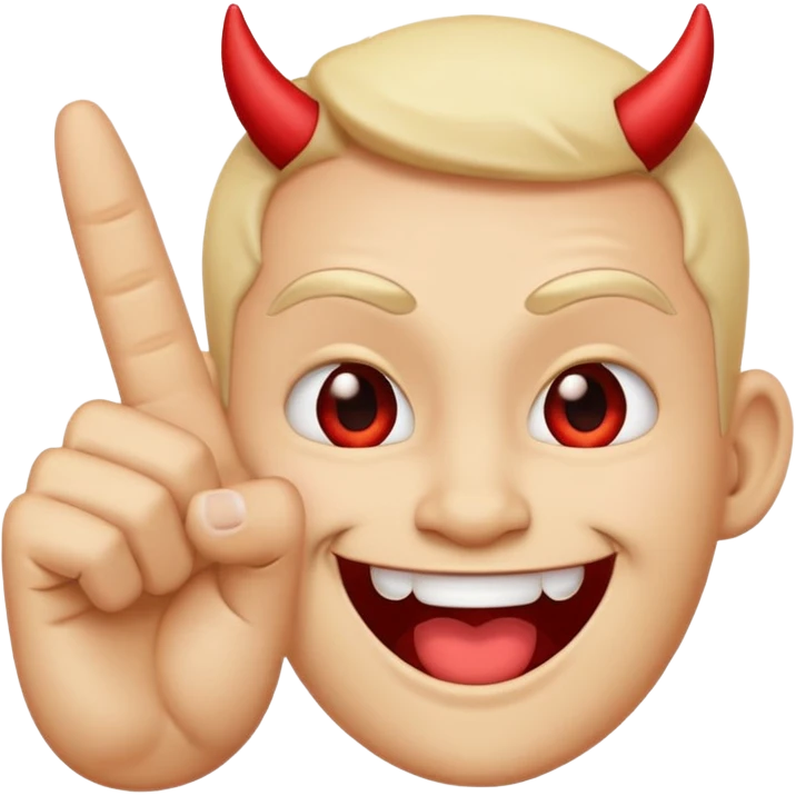 este emoji 😈 con unos dedos groseros 🖕🏽en los lados emoji