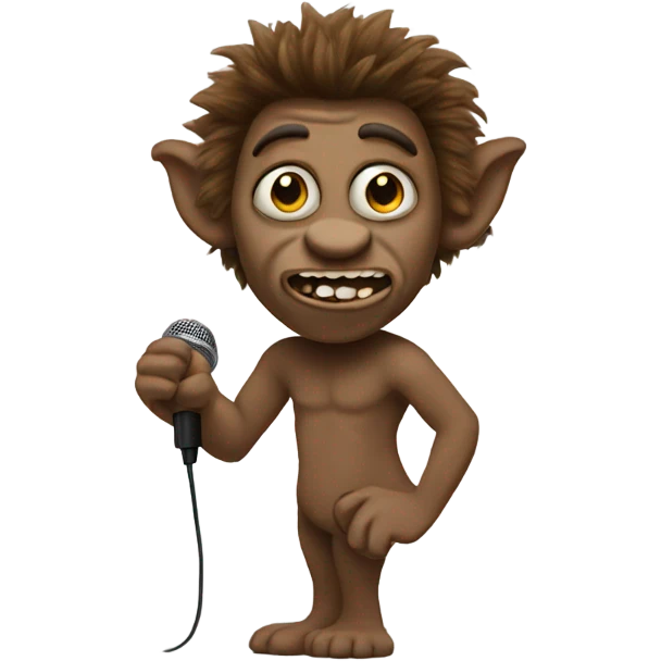 Brown troll with a microphone  emoji