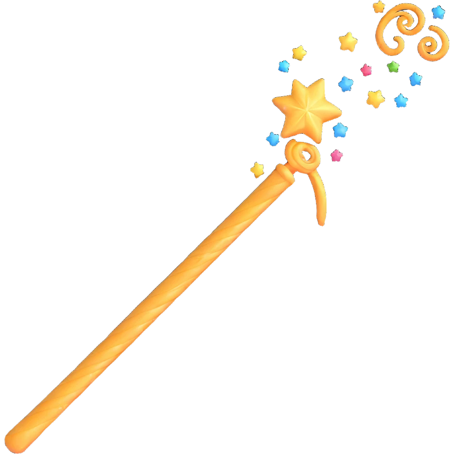 magic wand with frosting swirl and sparkles emoji
