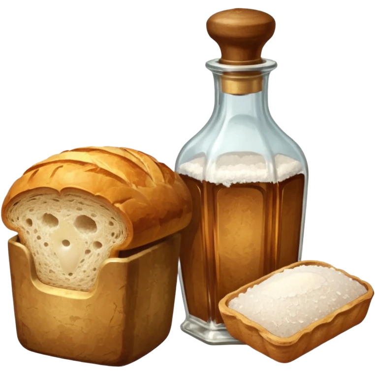  a one victorian bottle of salt and a loaf of bread emoji