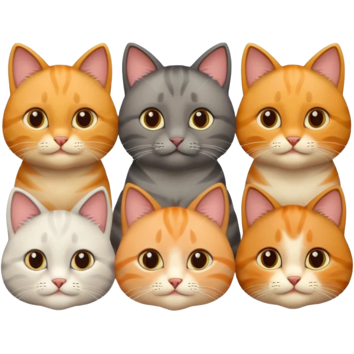 6 cats with different natural coloured coats emoji