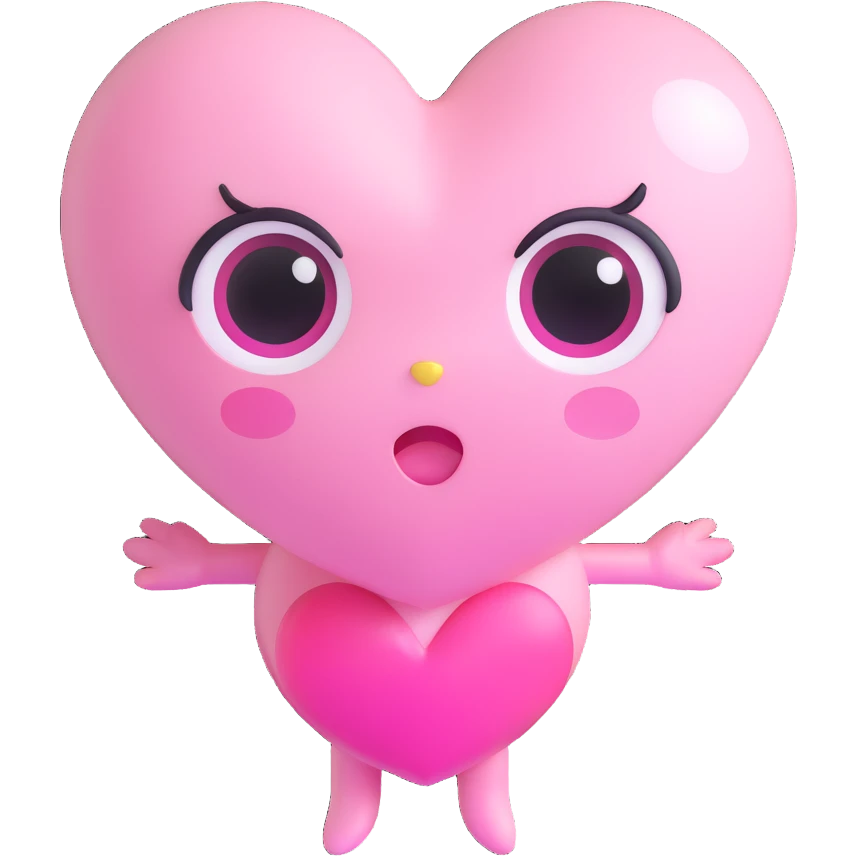 kawaii chibi pink heart character with big sparkling eyes, soft pastel colors emoji
