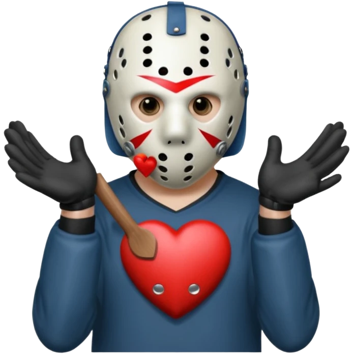Jason Voorhees, looking cute, heart gesture with hands emoji